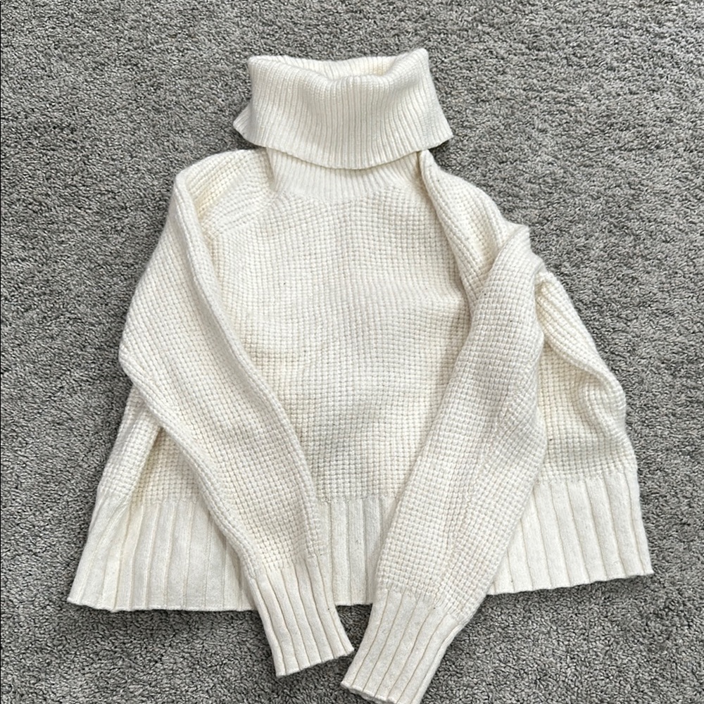 Cozy Cream Split Back Turtleneck Sweater